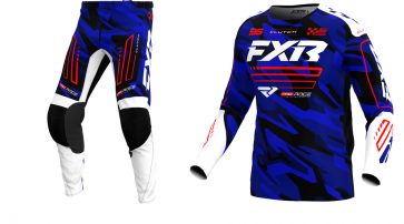 FXR Clutch Combo (Hose + Shirt) Blau Camo Rot