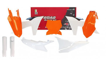 Racetech Full Plastik Kit OEM Orange Weiß für KTM SX, SXF 125, 150, 250, 350, 450 2023-