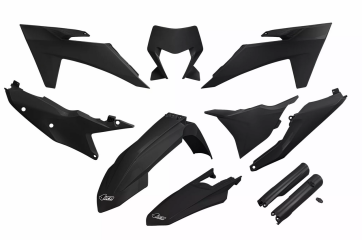 UFO KTM Plastik-Kit mit Lampenmaske EXC TBI 125 150 250 300 350 450 500 2024- Schwarz