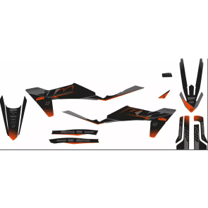 Blackbird KTM Dekor mit Sitzbezug SX, SXF 125, 250, 300, 350, 450 2023- Schwarz