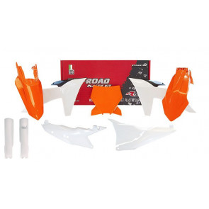 Racetech Full Plastik Kit OEM Orange Weiß für KTM SX, SXF 125, 150, 250, 350, 450 2023-