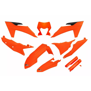 UFO KTM Plastik-Kit mit Lampenmaske EXC TBI 125 150 250 300 350 450 500 2024- Neon-Orange